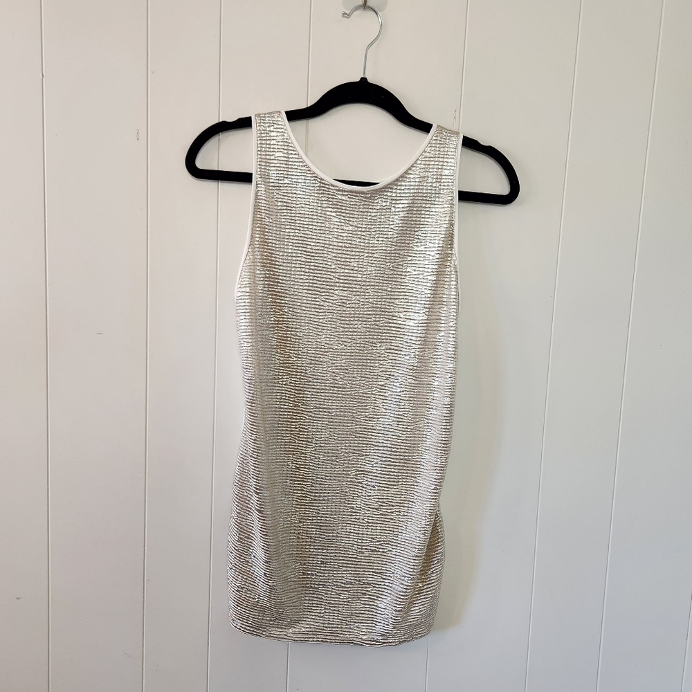 Tristan Gold Metallic Tank Top Dressy Quiet Luxury Minimalist Capsule Office